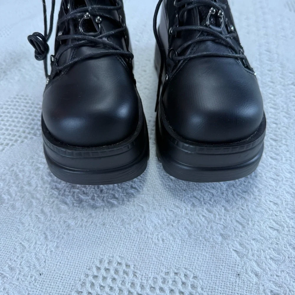 SHEIN Black Chunky Platform Boots (8)